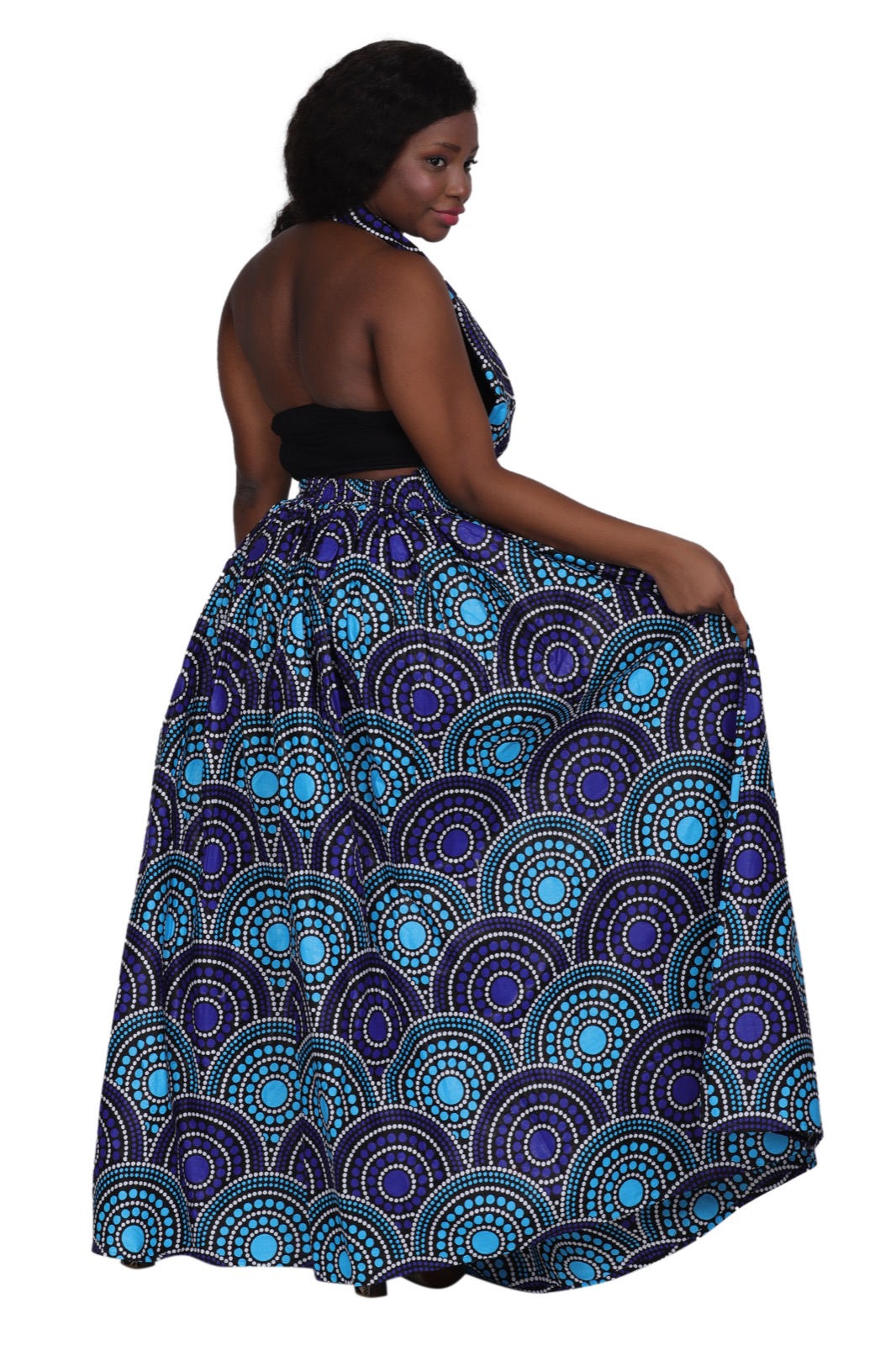 Long African blue skirt