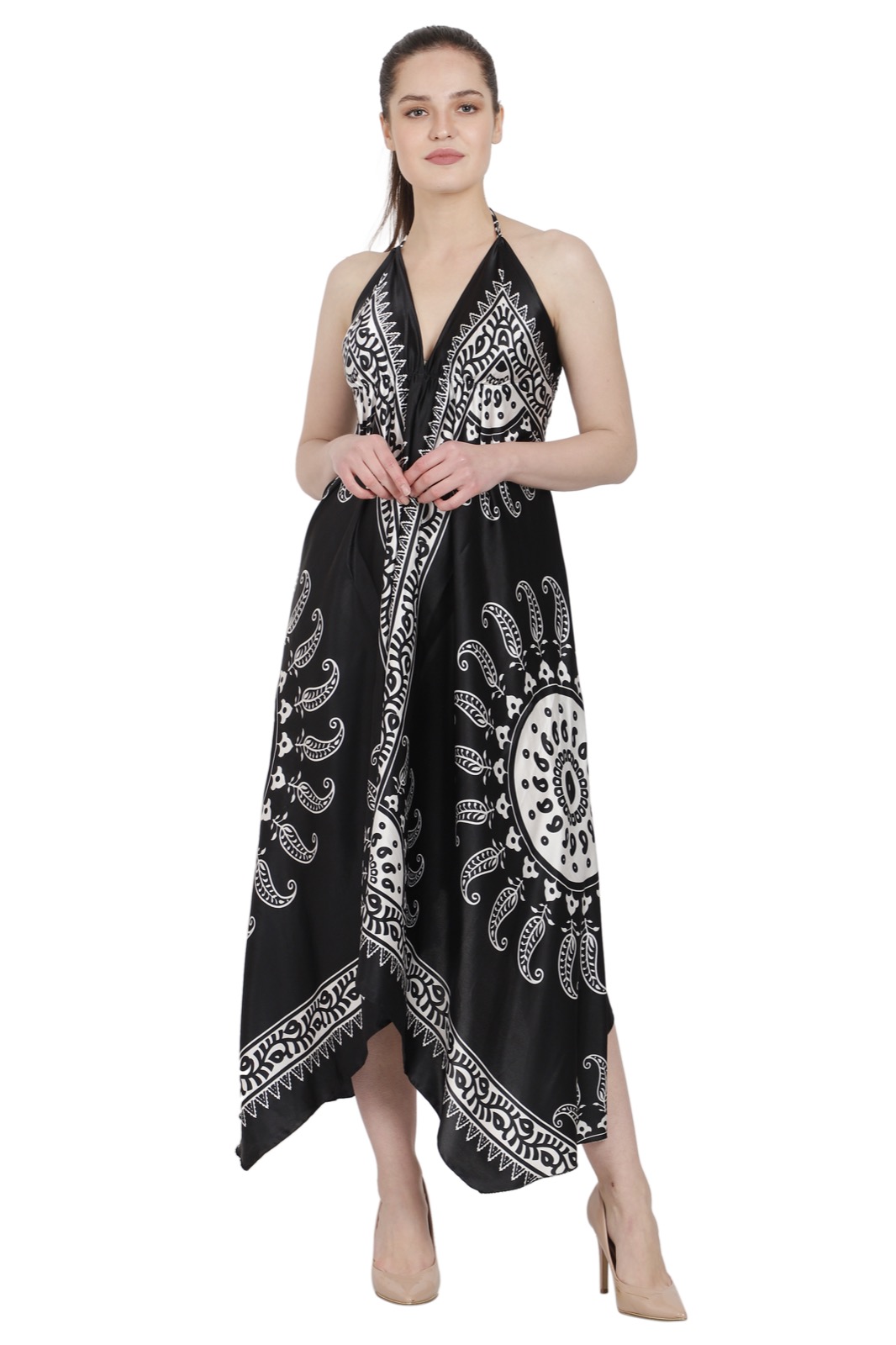 Batik print scarf dress