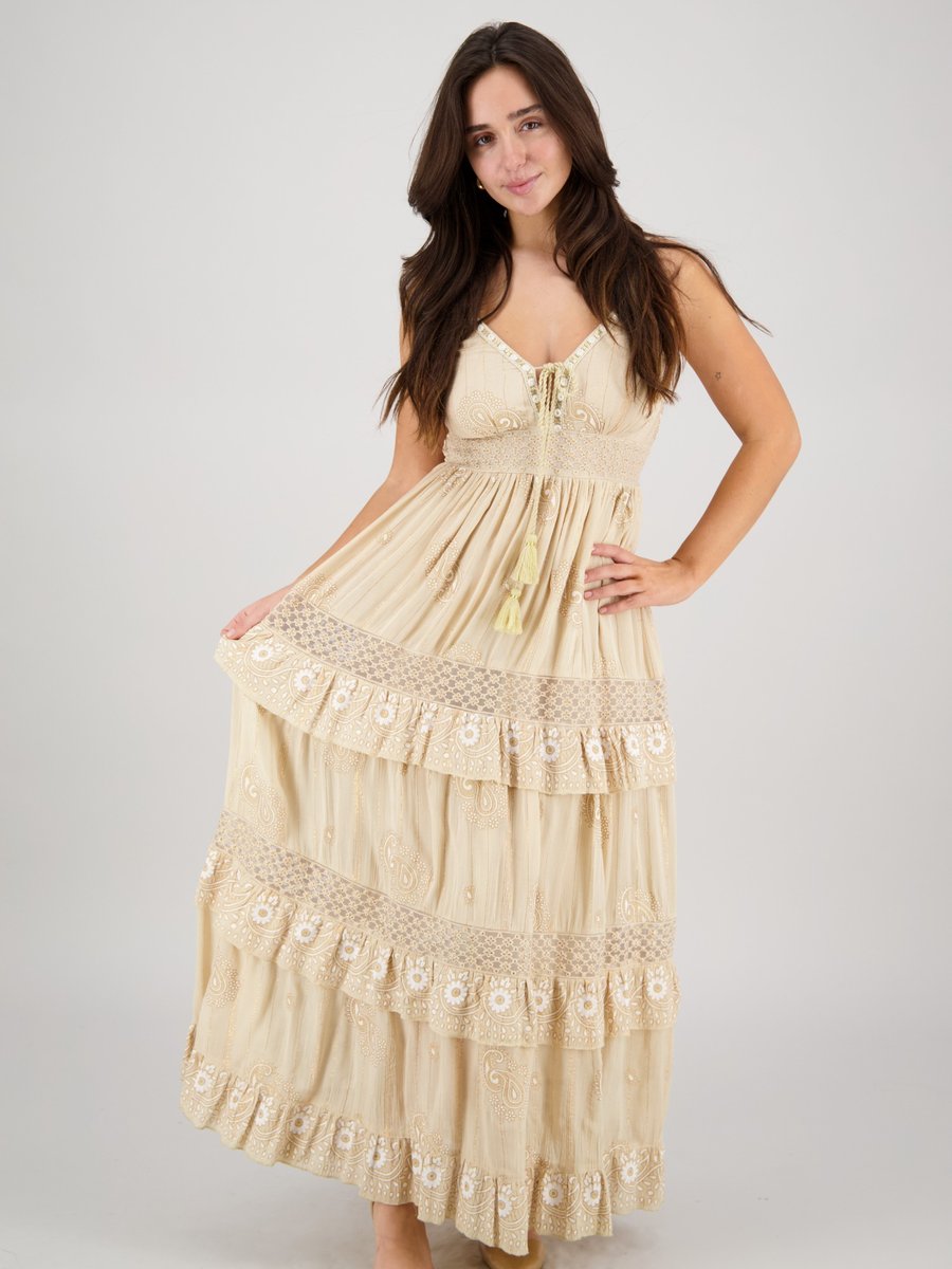 Cream Lace Tiered Maxi