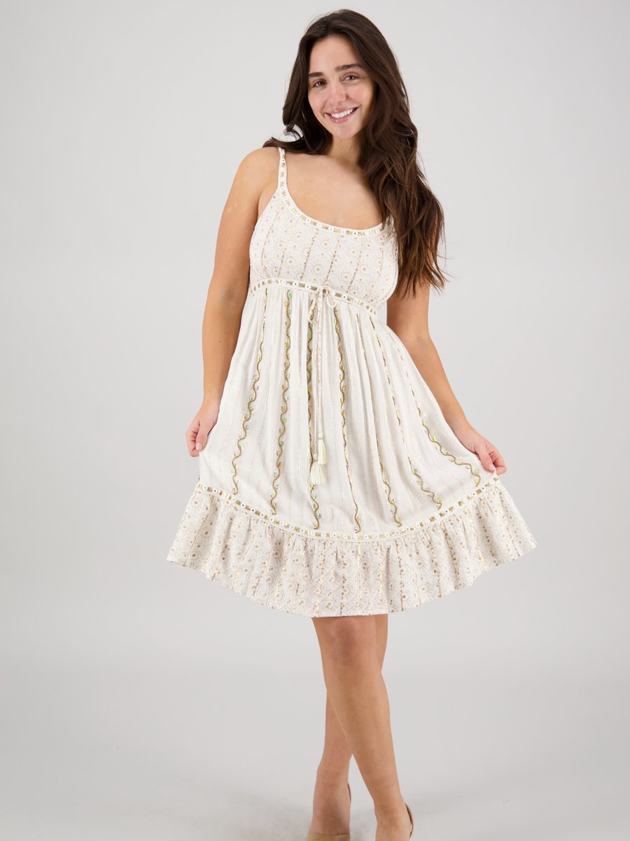 Ivory Embellished Mini Dress