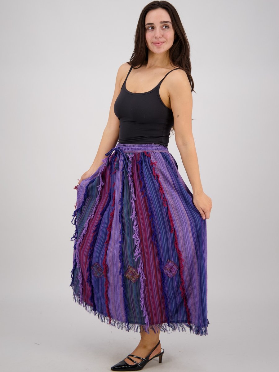 Patchwork Fringe Skirt