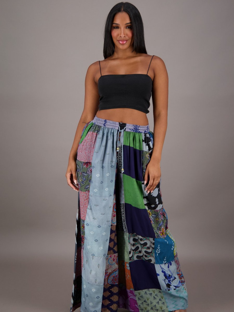 Patchwork Wide-Leg Pants